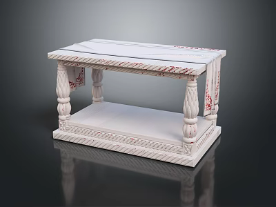 Classic White Table With Intricate Carved Legs And Smooth Marble Top Design 3d model