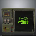 Pit-Boy 2000 Control Panel With Metal Casing Gauges Buttons Warning Labels And Green Text
