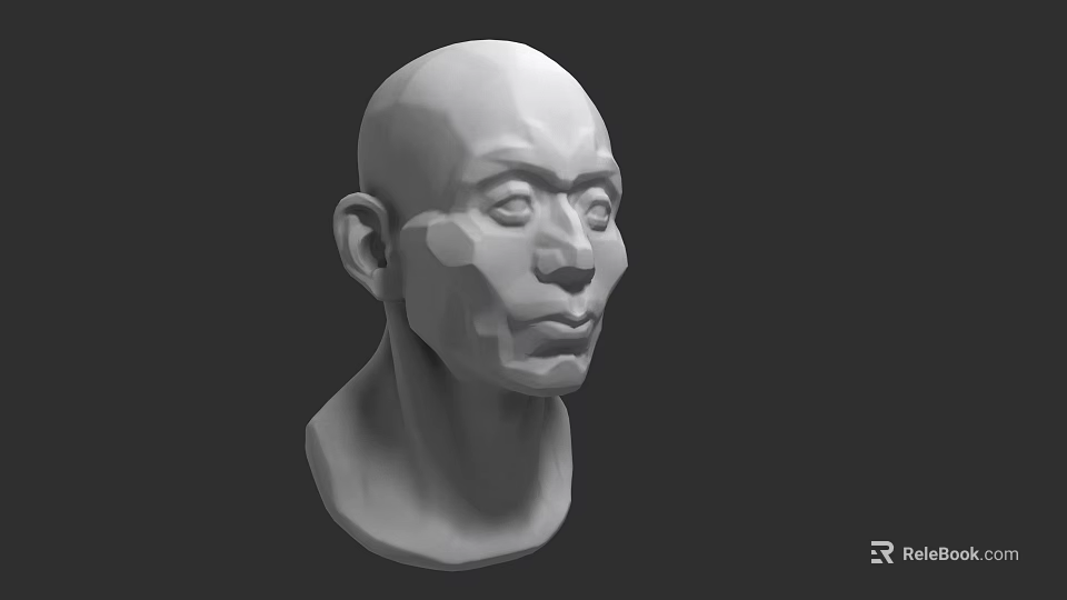 Ceramic Vessel Head Sculpture With Low Poly Geometric Design And 3D Rendering 3d model