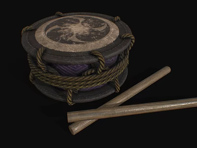 Drummer Drumstick Animal Skin Drum Sacrificial Drum Indian Drum Primitive Tribal Drum Game Props Low Face Number Low Model Simple Model Game Movie and TV Level Realism 3d model