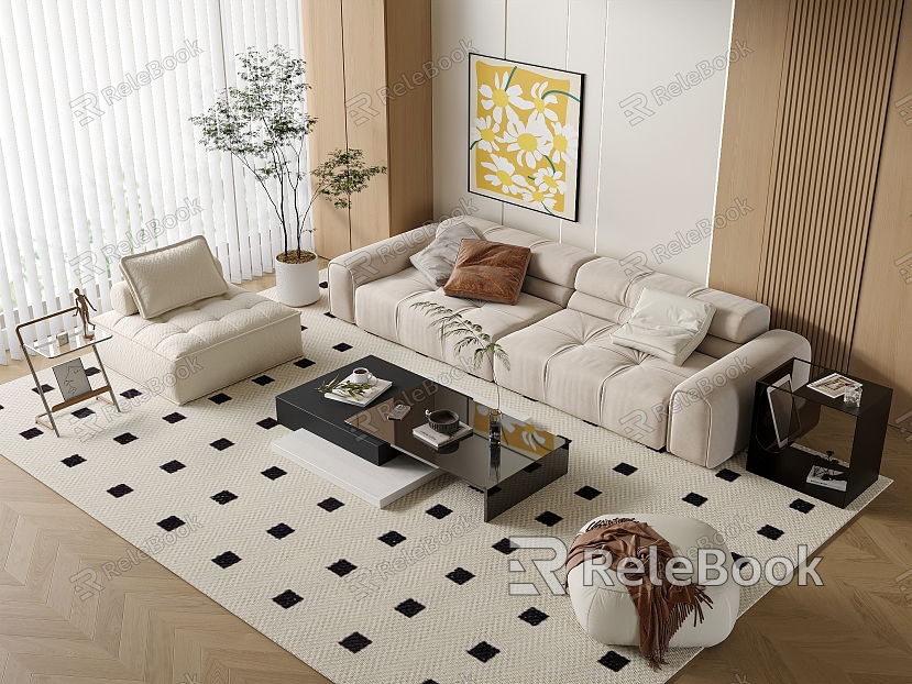 Modern sofa coffee table combination cream model