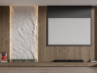 Modern TV background wall, Mao Shi wall, projector, projection screen 3d model