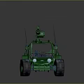 Green Off Road Vehicle Model With Roof Mounted Antennas And Weapon System