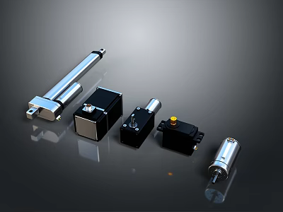 Industrial Mechanical Parts Assortment Featuring Cylinders Solenoid Valves And Pneumatic Components 3d model