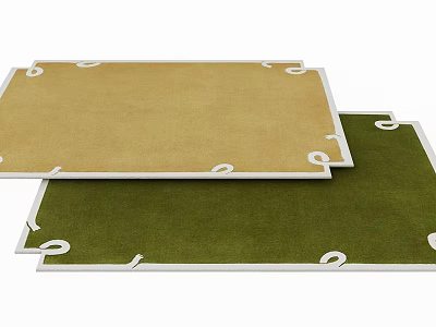 Stylish Rugs in Brown and Green with White Decorative Edges for Interior Design 3d model