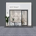 Yofi House Storefront Exterior With White Design Glass Door Outdoor Chairs Table And Green Plant