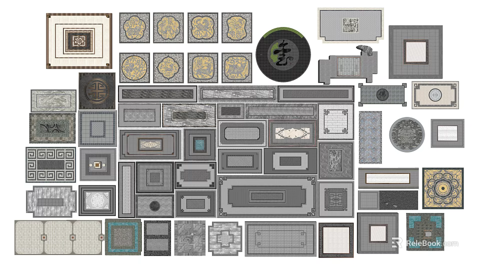 Garden Path Paving Various Traditional And Modern Geometric Ornate Pattern Designs 3d model