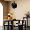Italian Minimalist Dining Table and Chair Combination Dining Table and Chair Combination 3d model