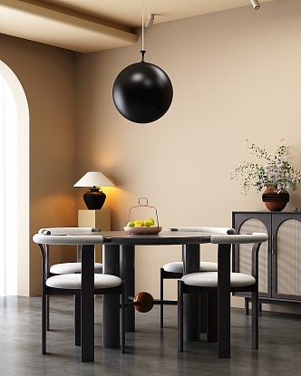 Italian Minimalist Dining Table and Chair Combination Dining Table and Chair Combination 3d model