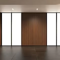 Modern Entryway Hallway Interior With Wooden Panel Walls Large Glass Windows And Sink Counter