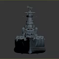 Detailed Modern Warship 3D Model Featuring Large Deck Turrets Radar Systems And Gray Hull