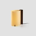 Minimalist Table Lamp With Beige Cylindrical Lampshade And Wooden Base