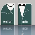 Swing Door Design With Gender Specific Symbols For Public Restroom Facilities