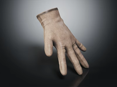 Elegant Light Brown Leather Classic Glove With Stylish Design For Daily Fashion Wear 3d model