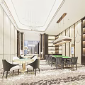 Hotel Mahjong Room Interior With Modern Design Luxurious Decor Mahjong Tables And Hanging Chandeliers