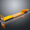 Yellow Lowboy Trailer With Flatbed And Multiple Wheels For Heavy Transportation 3d model