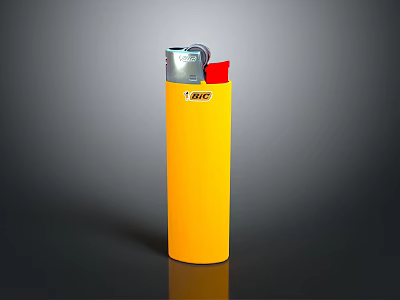 Yellow BIC Lighter Essential Household Item For Daily Use Needs 3d model