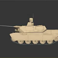 Modern Desert Tan Tank With Turret Gun Barrel And Tracks