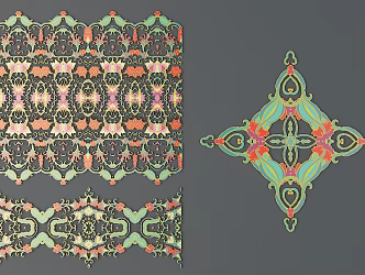 Chinese ethnic style color carved traditional pattern national decoration 3d model