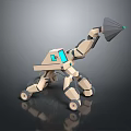 Mechanical Robot With Four Legs And Sensor Antenna In Beige Blue 3d model