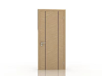 Modern Wooden Door With Three Panel Design Metal Handle And Lock 3d model