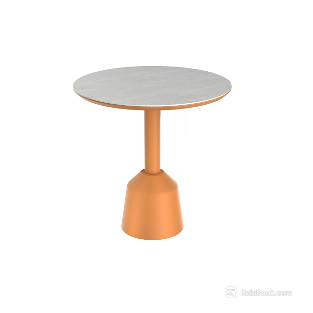 Round Modern Dining Table With Gray Marble Top And Copper Base Design 3d model