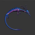 3D Designed Dragon Game And Movie Character With Blue Purple Curved Body And Horns