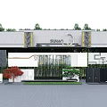 SIMAC Entrance Landscape Wall With Bamboo Greenery And Decorative Stone Elements 3d model