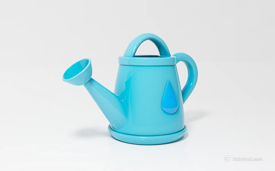 Blue Watering Can Art Installation With Droplet Decoration And Modern Design 3d model 