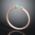 Elegant Rose Gold Ring With Three Green Gemstones Minimalist Design Fashion Accessory