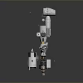 Detailed 3D Model of Space Station Module With Cylindrical Structure Solar Panels and Antennas