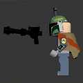Lego Action Figure With Green Helmet Holding Weapon And Blue Display Stands