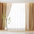 Modern curtain fabric curtain gauze curtain pleated curtain solid color fabric curtain color matching 3d model