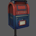 U.S. Mailbox with Red and Blue Exterior Featuring Letters Label Design 3d model