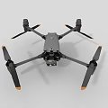 Three Gray Drones with Rotors and Body Design on White Background 3d model