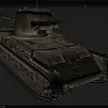 Vintage Military Tank 3D Rendered Side View With Weathered Exterior And Cannon Barrel