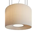 Modern Beige Pendant Light With Vertical Stripes And Circular Opening Design 3d model