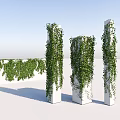 Green Vines Growing On White Pillars And Wall For Decorative Outdoor Design