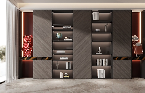 Bookcase Decorative Cabinet 3d model