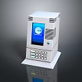 White Industrial Control Device With Blue Screen Displaying Languages And Control Buttons