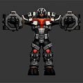 Sci Fi Robot Character Standing With Black Red Silver Mechanical Armor And Glowing Red Parts