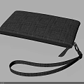 Gray Fabric Wallet With Zipper Closure And Adjustable Strap For Daily Use 3d model