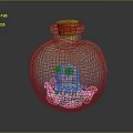 Glass Bottle With Cork Stopper Containing Green Frog And Colorful Stones
