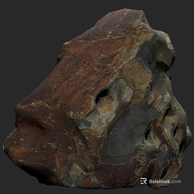 Rural Landscape Featuring Natural Rock with Rugged Texture and Earthy Tones in Outdoor Setting 3d model 