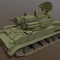 Military Armored Functional Vehicle With Tracked Chassis Turret Cannon And Antenna