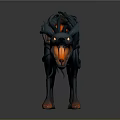 Game Movie Character Fantasy Fiery Blue Wolf with Glowing Eyes Open Mouth and Luminous Claws
