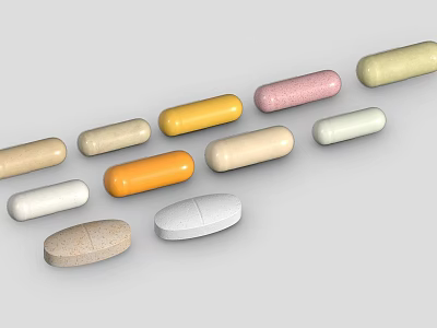 Collection Of Colored Medical Devices Tablets And Capsules In Various Shades 3d model Collection Of Colored Medical Devices Tablets And Capsules In Various Shades 3d model