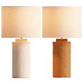 Modern Decorative Table Lamps With Fabric Shades And Textured Cream Brown Bases