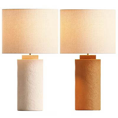 Modern Decorative Table Lamps With Fabric Shades And Textured Cream Brown Bases 3d model