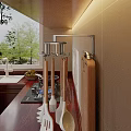 Wall Mounted Metal Hooks Organizing Cooking Utensils In Modern Kitchen Space